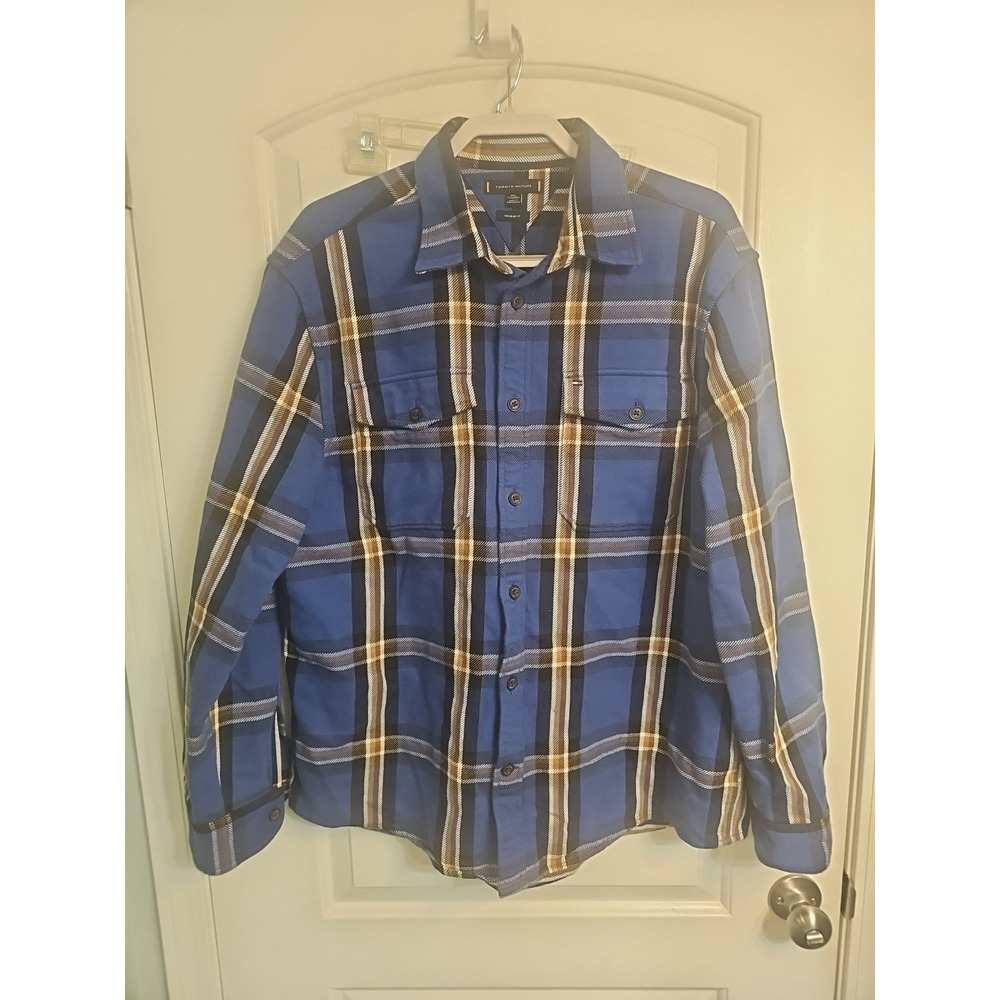 Tommy Hilfiger Mens Regular Fit Brushed Plaid ButtonDown Shirt Flanne XXL Heavy